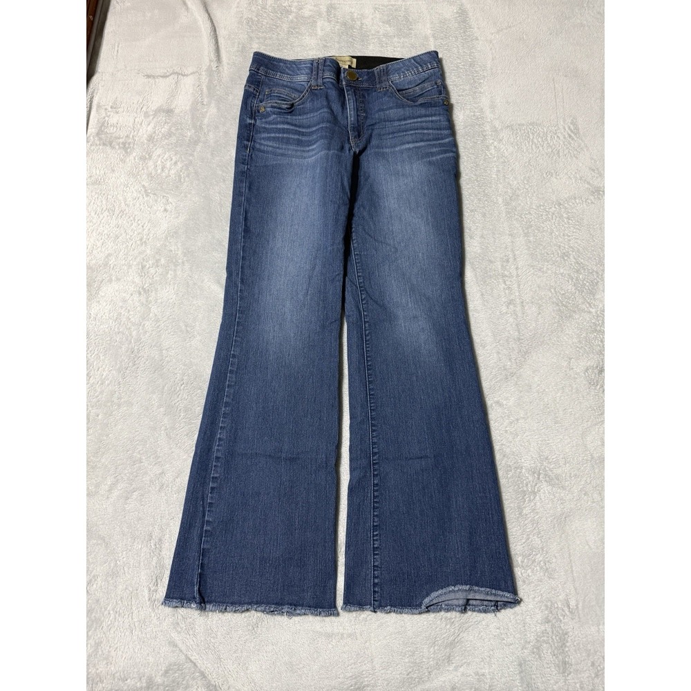 Democracy Jeans Womens 10 Denim Blue Fray Flare Medium Wash 30x29.5 - Picture 1 of 9